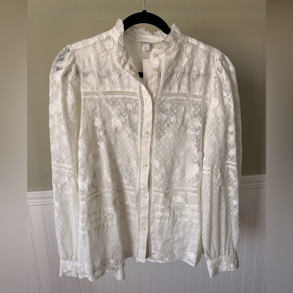 NWT Sundance Ivory Floral Lace Top